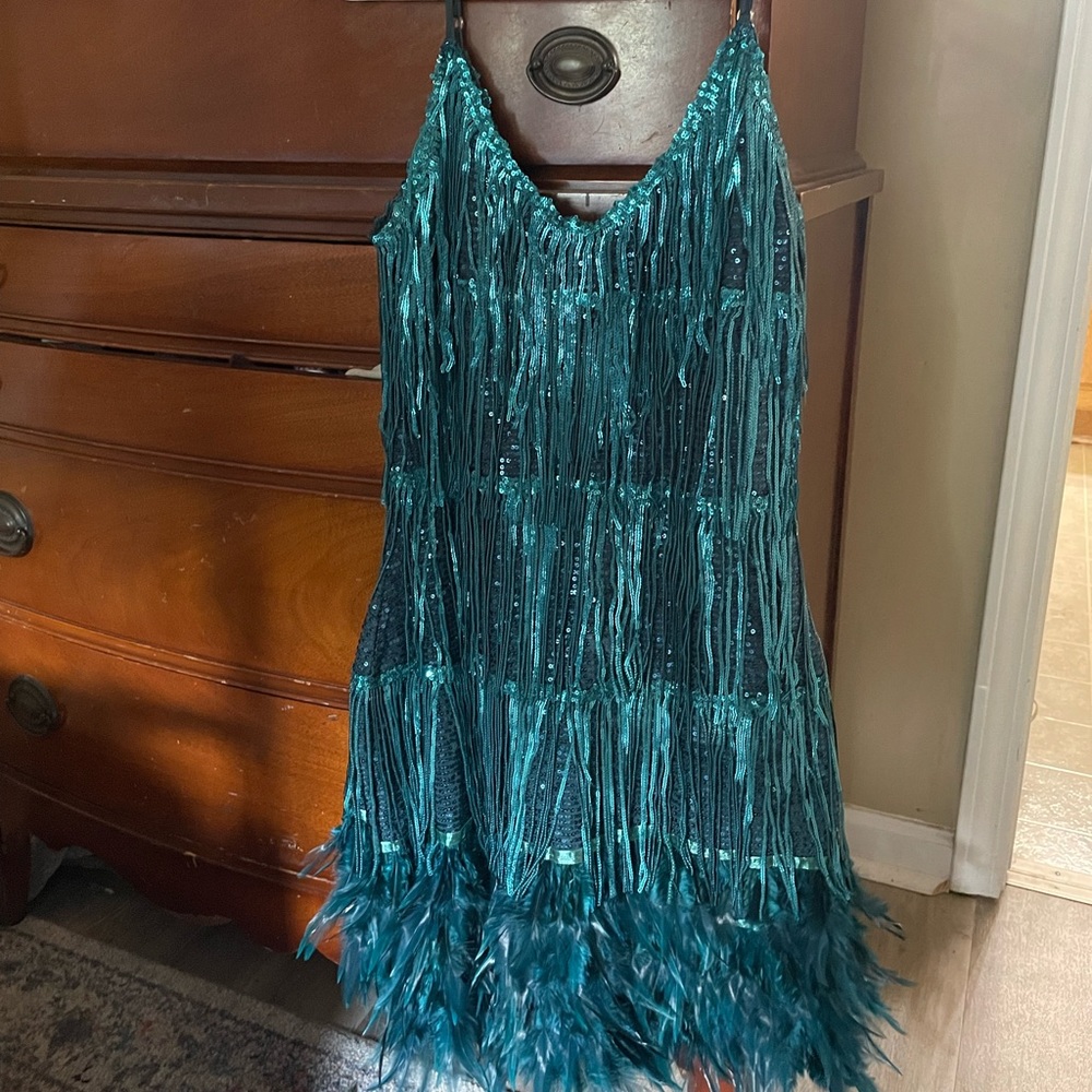 emerald flapper style semi formal dress